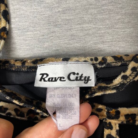 Rave City Vintage 90’s Velour Leopard Trim Cami Tank Top - Picture 5 of 7